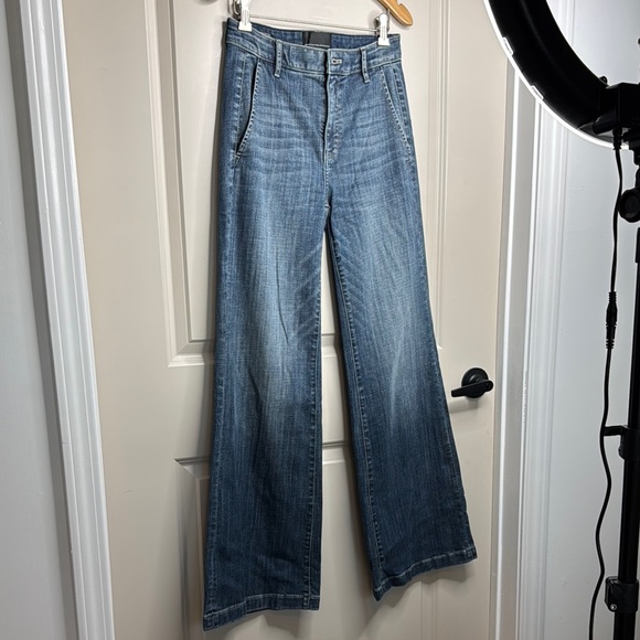 White House Black Market Denim - White House Black Market Blue Flare Wide Leg Jeans